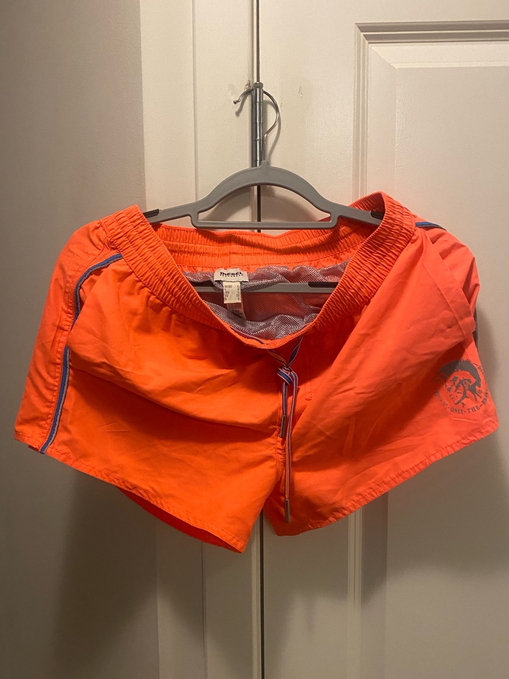 Diesel Neon Orange Swim Trunks with Blue Trim